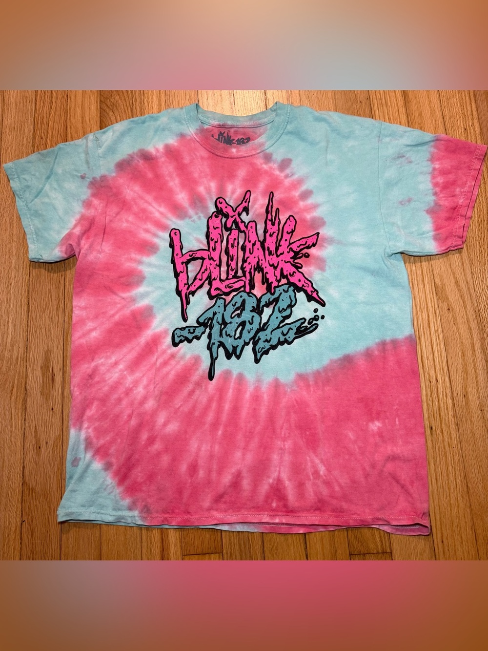 Blink-182 Tie-Dye Graphic Tee Pink & Light Blue